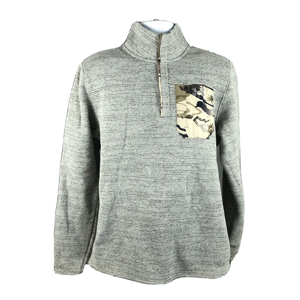 Under Armour Men's Sweater Size Large Gray Fleece 1/4 Button ColdGear Loose
